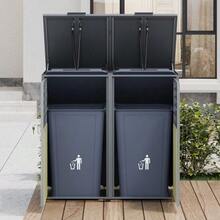 Storage Box With Hinged Lid, Ventilation Opening With Mesh, With Lock And Two Doors. - Grey - View 4