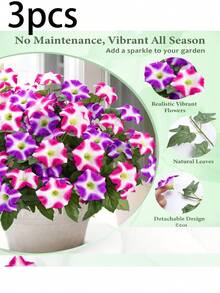 1pc/3pcs Artificial Dwarf Poinsettia Potted Plant, Fade-Resistant, UV-Resistant, Realistic Appearance, Suitable For Outdoor Planters, Front Doors, Gardens, Patios, Balconies, Home Decor, And Outdoor Garden Decoration - Red Lotus - View 10