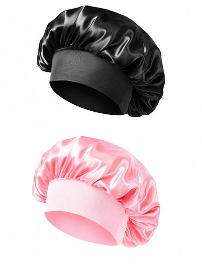 1 Set (1 pieza/4 piezas) - Gorro de dormir de seda de moral para mujeres, banda elástica suave, adecuado para cabello rizado o trenzado, ligero y cómodo, accesorio de baño premium, gorro de cuidado del cabello para dormir unisex