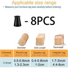 8/20/24pcs Black Chair Leg Floor Protectors, Suitable For Hardwood Floors Furniture Pads, Chair Leg Furniture Sliders, Rectangular Chair Leg Floor Protectors, Silicone Chair Leg Covers, Effectively Protect Floors And Table Legs - Round - View 23