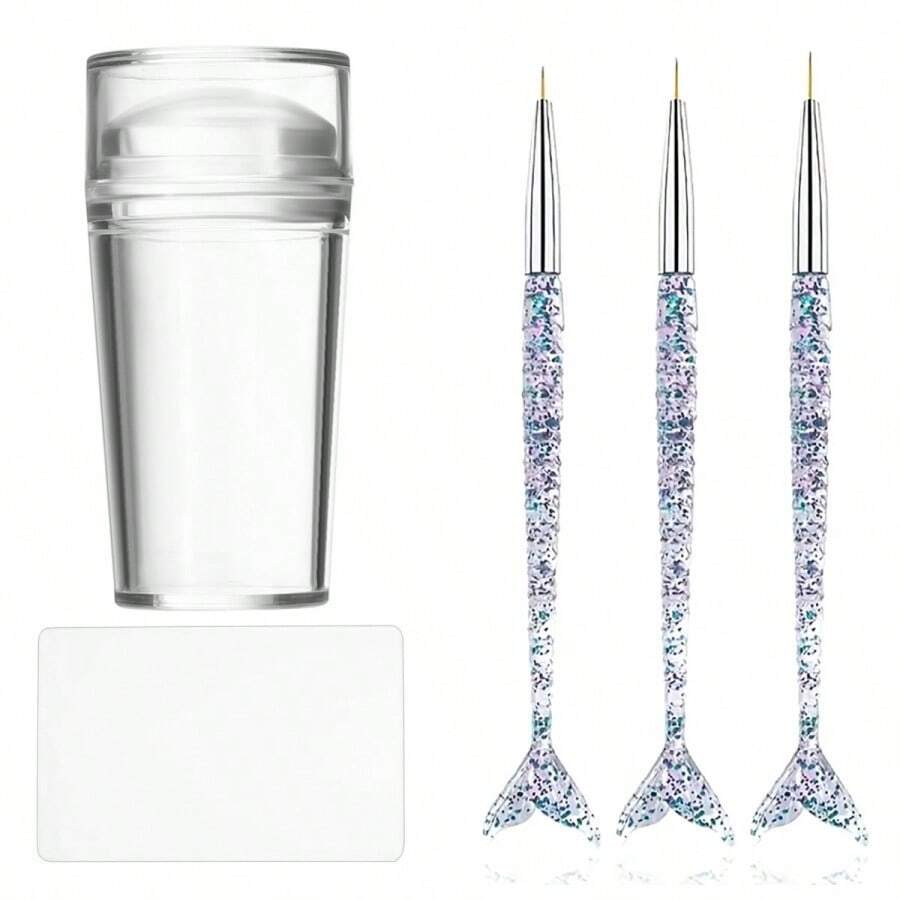 Bộ cọ vẽ móng nghệ thuật, kèm dụng cụ dập móng, bộ dụng cụ làm móng tại nhà (5 món) - Nhiều màu - Xem 1