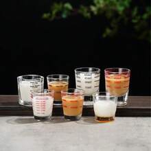 1pc Transparent Glass Measuring Cup With Markings, Durable And Microwave , Suitable For Making Espresso And Cocktails, Essential Kitchen Utensil - Multicolor - View 1