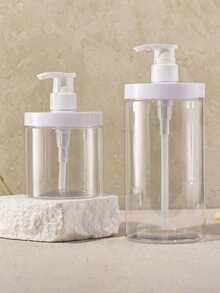 1/2pcs 300ml/500ml/1000ml Wide Mouth Refillable Pump Bottles | Leak-Proof Travel Dispenser Bottles Suitable For Body Wash, Essential Oils, Hand Soap (Elegant White Cap) - Multicolor - View 2