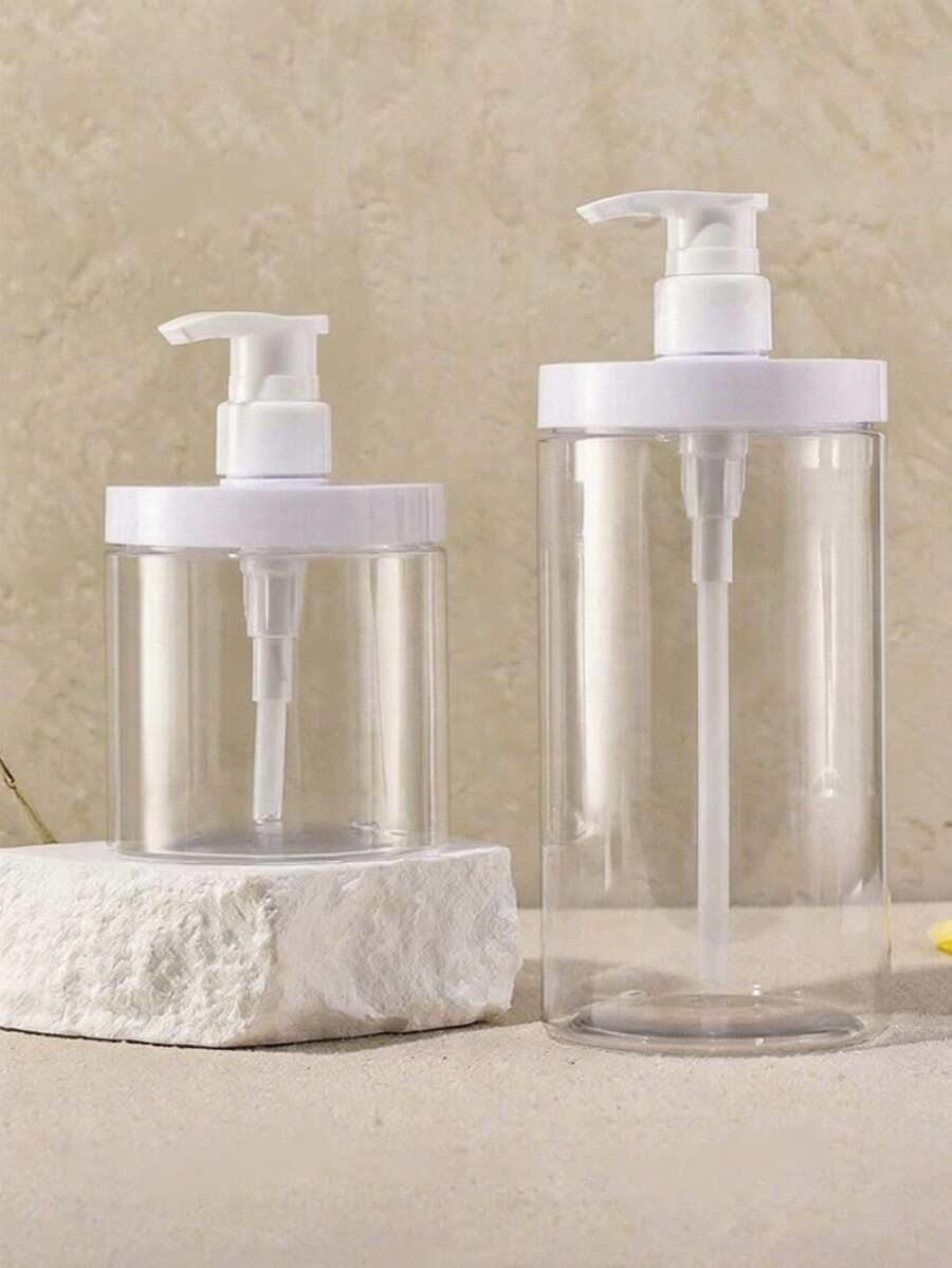 1/2pcs 300ml/500ml/1000ml Wide Mouth Refillable Pump Bottles | Leak-Proof Travel Dispenser Bottles Suitable For Body Wash, Essential Oils, Hand Soap (Elegant White Cap)