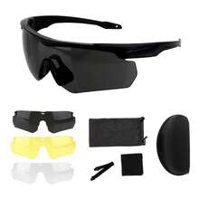 Gafas tácticas antivaho, gafas de ciclismo con 3 lentes intercambiables con protección UV400, regalos para hombres y mujeres. - Negro - Ver 2