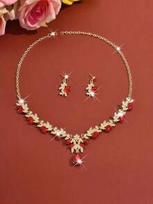 3pcs Luxury Wedding Party Women Dresses Rhinestone Diamond Decor Jewelry Fashion Sparkly Choker Necklace & Earrings Set Prom Costume Jewelry Set Accessories (2 Earrings And 1 Necklace) - 水鑽首飾套裝 - 查看 11
