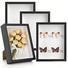 1pc Elegant 3D Display Box, Hollow 3D Floral Photo Frame DIY Shell Conch Decorative Mirror Frame, Wooden Butterfly Specimen Frame, Model Display Stand Frame, Suitable For Specimens, Tickets And Souvenirs, Perfect For Wall Or Desktop Decoration, Home Decor, Room Decor, 6x4 Photo Frame, A4 Picture Frame, Gift For Boyfriend/Girlfriend - Multicolor - View 2