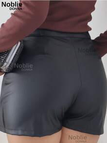 Women's Tailored Short Skirt, Formal Casual Style, With Zipper, Pocket, And Button - 黑色 - 查看 6