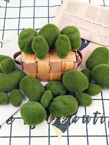 10pcs/5pcs/1pc Artificial Moss Stone Decor, Green Moss Ball, Moss Stone, Green Moss Covered Rock, Realistic Moss Decoration, Suitable For Floral Arrangement, Fairy Garden And DIY Crafts, Indoor And Outdoor Decoration, Suitable For Succulents, Cactus Potted Plant Decoration - Green - View 9