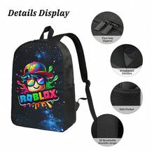 Anime Game 3 Pcs School Bag Set Middle School Student Backpack Lunch Bag Set Pen Bags Fashion Durable Large Book Bag Teenager - A - Xem 5
