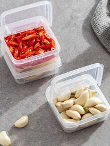 1/2 piezas Recipiente para queso en rodajas para refrigerador, caja de almacenamiento de rodajas de queso y mantequilla de plástico transparente con tapa abatible para alimentos y verduras en el refrigerador - Transparente - Ver 7