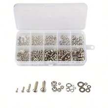 380pcs Hex Nut And Bolt Set - Durable M2, M2.5, M3, M4, M5 Metric Sizes, Universal Engineering And Repair Hardware Kit, Metal Material, Long-Lasting, |Hex Nut|Durable Metal Nut, Nut And Bolt Set - Silver - View 2