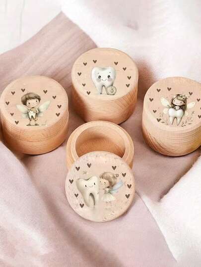 木质牙齿盒，可收纳牙齿、脐带卷发等，适合作为新生儿礼物、生日礼物、洗礼礼物等。木质头发牙齿收纳包装盒，牙齿盒，个性化戒指首饰盒，木质包装盒，节日生日礼物。