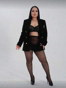 4双装女士性感透明黑色连裤袜，时尚简约，舒适透气 - 黑色 - 查看 2