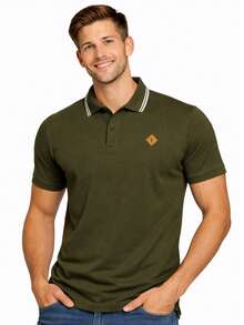 Moss Green Polo Shirt, 100% Premium Cotton, Comfortable. - 苔蘚綠 - 查看 9