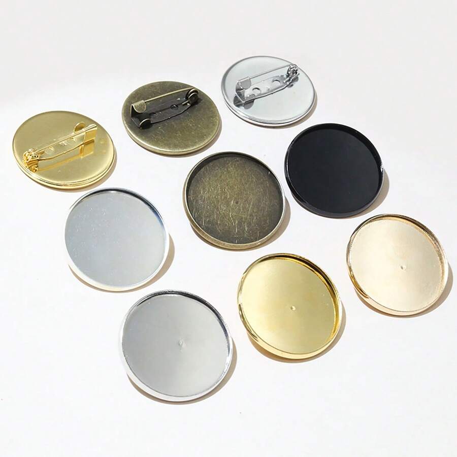 5pcs 25mm Inner Size Metal Brooch Cabochons Blank Base Setting Bezel Tray DIY Jewelry Making Accessories Findings - Brooch - View 1