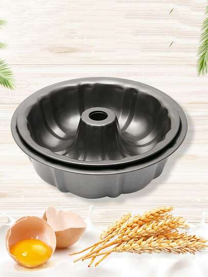 1pc Cake Pan, Nonstick Fluted Cake Pan, Buntz Pound Cake Mold, Tube Bakeware, Baking Mold For Jello/Gelatin/Chocoflan, Easy Clean - Black