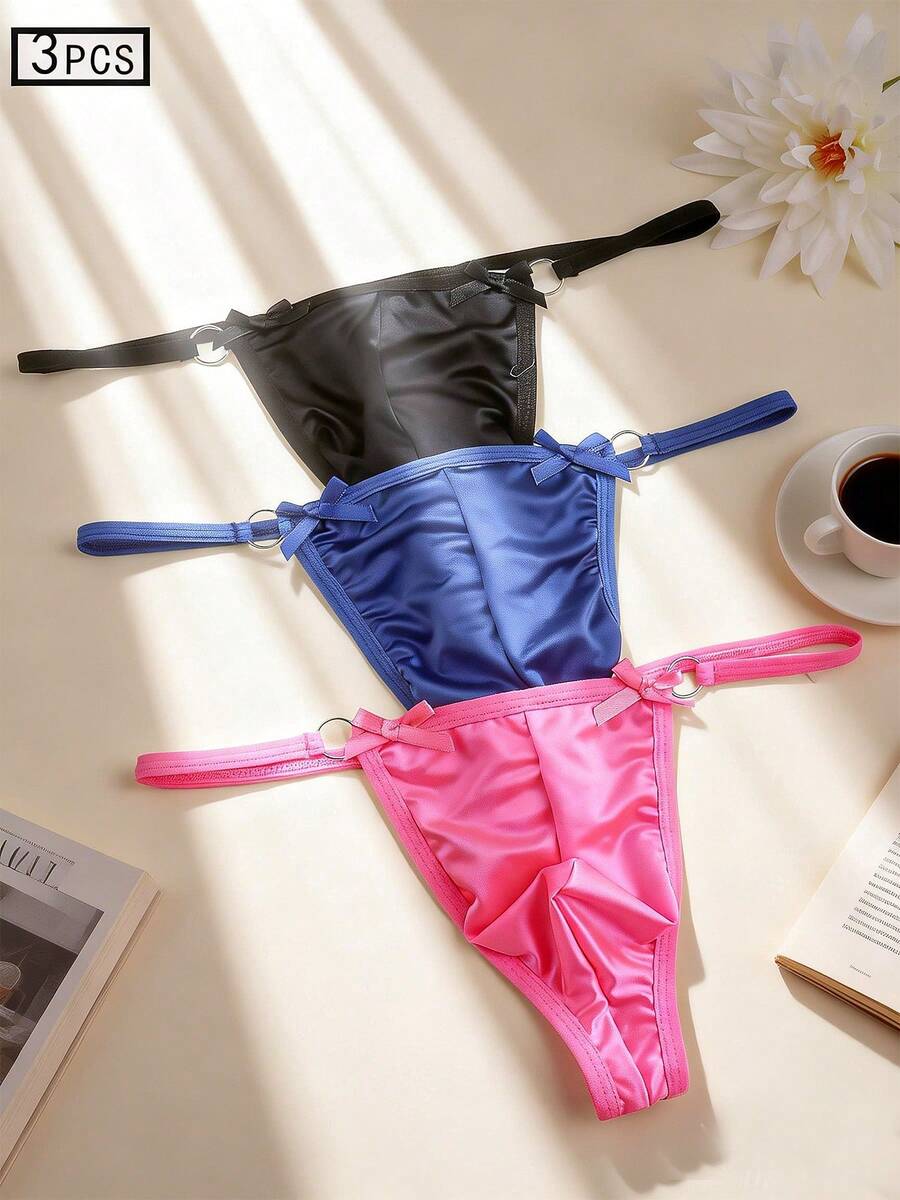 3piece Men's Steel Ring Thong, Men's Underwear, Soft Comfortable For Special Scenes, Ideal Valentine's Day Gifts For Male Friends - Multicolor - View 1