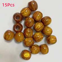 20颗 CHUPU 12mm 大孔树脂桶珠，适用于 DIY 首饰制作 - 多种颜色（白色、米色、棕色、绿色），带有大理石纹理和斑点图案 - 非常适合制作手链、项链和工艺品，抛光质感珠子，CHUPU - 彩色 - 查看 22