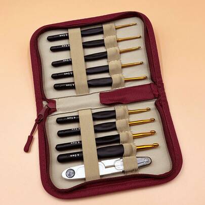 Bộ kim móc hoàn chỉnh kèm túi đựng, kim móc cán mềm tiện dụng từ 2.0mm-6.0mm, bao gồm cả kéo, thích hợp cho việc đan móc, làm đồ thủ công, đồ búp bê, món quà tuyệt vời dành cho mẹ, bà và những người yêu thích thủ công.