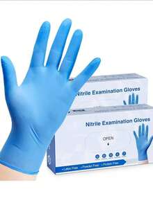 2/20/50/100只装蓝色丁腈手套，不含乳胶，高弹性，适用于食品加工、厨房、清洁、餐饮服务、宠物洗澡、美容美发等，一次性手套【无包装盒】 - 藍色 - 查看 1