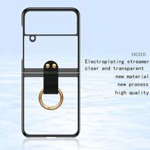 Ốp điện thoại trong suốt mạ điện có vòng giữ điện thoại cho Galaxy ZFlip3/Flip4/Flip5/Flip6, ốp bảo vệ điện thoại đa năng thời trang, ốp chống rơi vỡ dành cho cả nam và nữ. - Nhiều màu - Xem 2