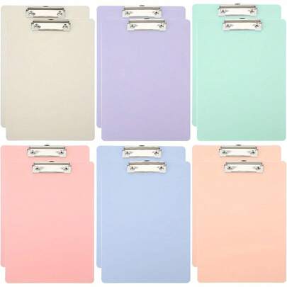 12 Pieces Plastic Clipboards With Low Profile Clip Small Colored A5 Size Memo Clipboards Mini 6" X 9" For Students Women Nurses Office Home Classroom