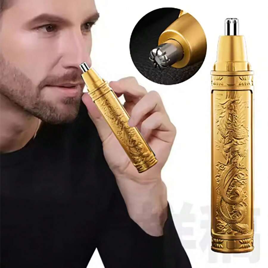 电动剃须刀，鼻毛和耳毛修剪器，可充电式男士面部护理鼻毛修剪器，剃须刀，胡须修剪器 - 金色 - 查看 1