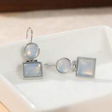 Classic Minimalist Geometric Pendant Earrings, Suitable For Daily Wear And Parties, Exquisite And Versatile, Ideal Gift For Holidays - Silver - View 5