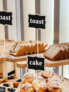 3pcs Elegant Small Rectangular Wooden Chalkboards With Stands, Made Of High-Quality Wood, These Compact Chalkboard Signs Are Perfect For Wedding, Birthday Party And Other Special Occasions As Classy Table Numbers, Refined Food Labels And Sophisticated Decorative Displays. - Multiple Styles - View 2