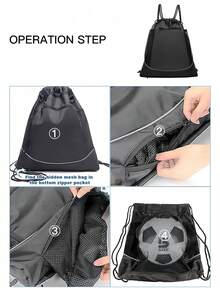 Multifunctional Sports Drawstring Net Bag Backpack With Independent Mesh Ball Storage Bag Portable Basketball Net Bag With Zipper Pocket Suitable For Men Women Basketball Soccer Volleyball And Rugby Sports Equipment Storage Basketball Gear - Multicolor - View 7