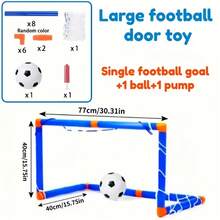 可折叠迷你足球门，夏季户外运动的最佳选择，塑料足球门柱套装，充气运动玩具，适合青少年，适用于室内外团队比赛 - 彩色 - 查看 14