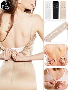 6 móc nối dài dây áo ngực co giãn thoải mái dành cho nữ, gồm 2 móc và 3 hàng khuy, có thể điều chỉnh độ dài dây áo ngực phía sau. - Nhiều màu - Xem 4