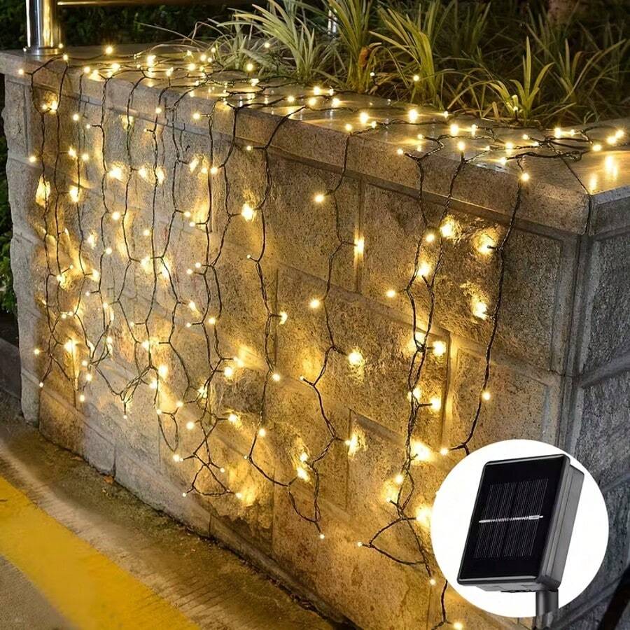 1 unidade de luzes solares de LED para exterior - Disponível com 20/50/100/200 LEDs e comprimentos de 4,8/7/12/22 metros. Estas luzes de fada com classificação IP65 são adequadas para decorar jardins, pátios, Natal, Dia dos Namorados, feriados, escritórios e quartos. - Luzes de corda solares - Ver 1