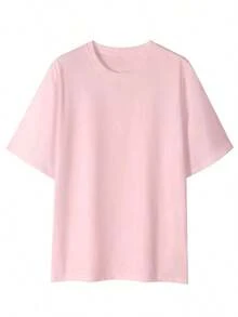 Camvyn Men's Casual Short Sleeve T-Shirt With Slogan Print, Drop Shoulders, Loose Fit And Breathable. Ideal For Summer. - 糖果粉紅色 - 查看 3