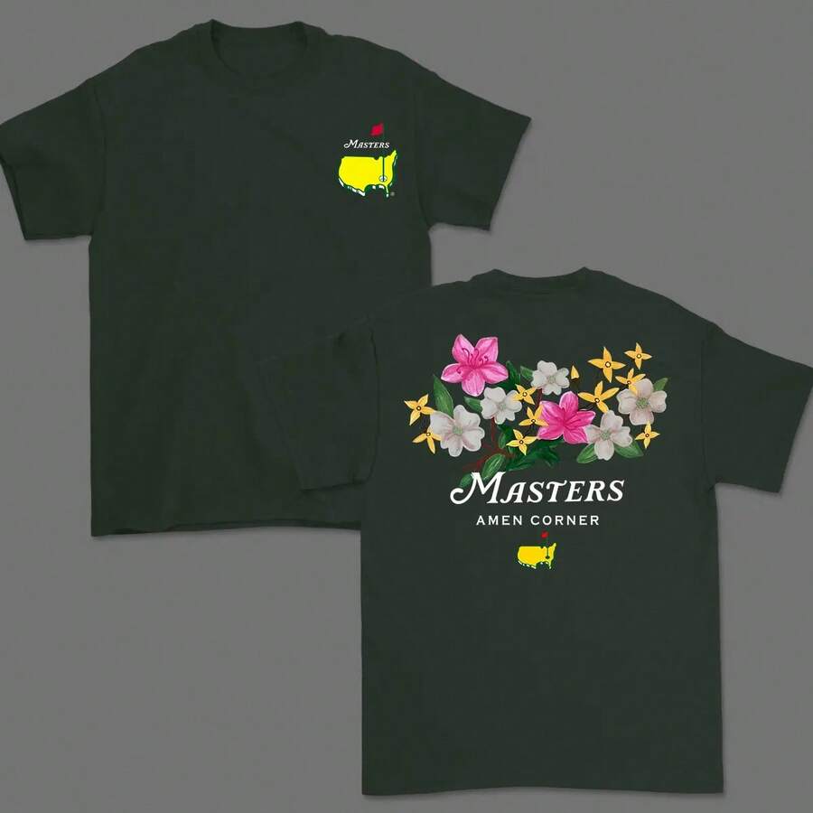 Masters Amen Corner Golf Shirt, Soft Vintage Cotton T-Shirt, Breathable Classic Collar, Casual Menswear, Sportswear Giftsummer Outfits For Women - Forest Green - 查看 1