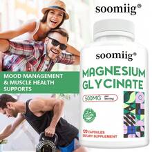 500MG/Serving, Magnesium Glycinate Supplements, Support Bone, Joint, Immune & Sleep Health, Relaxation, Gluten Free, 120 Capsules - 1 chai - Xem 8