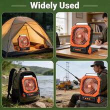 New Solar Powered Outdoor Fan, With Solar Panel, Portable USB Charging, 4 Wind Speeds, 3 Lighting Modes, Super Quiet, Timing, Suitable For Fishing, Camping, Tent, Outdoor Tool Accessory - Multicolor - View 11