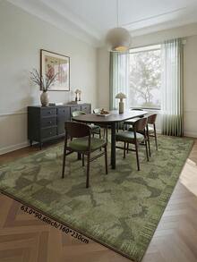 1 Piece Of Green Minimalist Printed Living Room Decoration Carpet, Abstract Modern Minimalist Style Printed Pattern,Plush Material, Soft And Comfortable Touch, Easy To Maintain, Anti Slip Backing, Area Rug, Suitable For Lobby, Rugs For Bed Room, Rugs Living Room, Bedroom Rug, Bathroom Rug, Kitchen Mat, Dining Room, Office, Room Decoration And Door Mat, Holiday Celebration. - Green - View 6