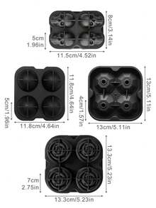1 pièce Moule à glaçons en silicone 4 cavités, glaçons en forme de crâne, rose, diamant pour whisky - Noir - Voir 3