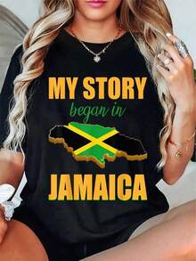 Summer Tops 100% Cotton Casual T-Shirt Jamaican Mothers Jamaicans My Story Began In Jamaica Lovers T-Shirt Cotton T-Shirt Cotton - White - View 1