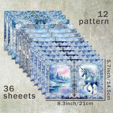 36 Sheets A5 (Blue Wonderland Background) Scrapbooking Paper, Suitable For Bullet Journals, Collages, Cards, Scrapbooks And Crafts - Rectangle - View 8