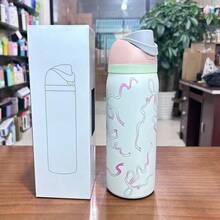 OWALA 双口户外露营水瓶，带吸管，大容量 32 盎司（约 950 毫升）双层真空保温水瓶，设计精美，做工精良，适合露营、工作、室内使用（沙滩/陆地露营必备配件），以及其他户外活动。便携式咖啡杯，适用于冷热饮，也可用于健身和骑行，防漏盖，旅行杯。 - 彩色 - 查看 4