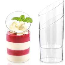 Bộ 100/50/40/30/20/10 chiếc ly mousse góc cạnh, ly tráng miệng, ly bánh trong suốt (ly shot tráng miệng) dùng cho tiệc cưới, sữa chua, panna cotta Ý, bánh phô mai, pudding, thạch và mousse khai vị. - trong suốt - Xem 6