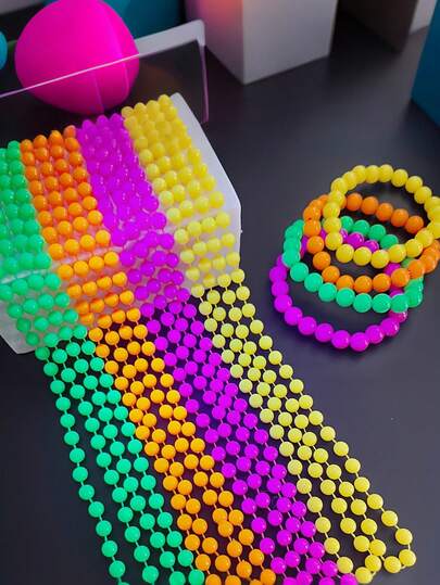 Bộ 8 món dây chuyền và vòng tay neon phong cách retro, thích hợp cho các bữa tiệc theo chủ đề, sinh nhật, lễ kỷ niệm, tiệc hóa trang, tiệc độc thân, đám cưới, lễ tốt nghiệp và làm đạo cụ chụp ảnh.