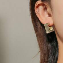 1 Pair Exaggerated 3D Geometric Earrings, Minimalist European And American Popular Style - Yellow Gold - View 4