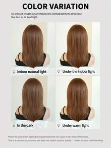 7JHH WIGS 女士焦橙色分层假发，18英寸优雅齐肩直发，带刘海，外观自然柔软，耐热蓬松，无胶合成纤维材质，适合日常佩戴，新手假发配件，母亲节礼物 - 亮橙色 - 查看 9