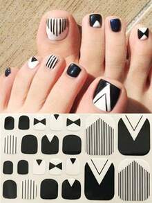 Pegatinas para arte de uñas de los pies, diseños de corazones y patrones geométricos de dibujos animados, purpurina multicolor, diseño mixto versátil, fácil aplicación con raspador - Multicolor - Ver 46