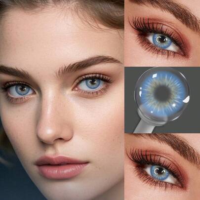  LEERMOO Viral Blue Collection 6 Months Disposable Lenses Natural Soft Look Comfort Wear For Light & Dark Eyes Ideal For Parties Daily Beauty Fun Casual Occasions