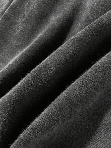 男士夏季休闲街头印花短袖套装（2件套），水洗黑色纯棉圆领T恤套装 - 黑色 - 查看 3